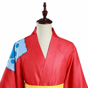 One Piece Costume Monkey D Luffy Wano Country Cosplay Kimono Set For Mens Halloween Costumes