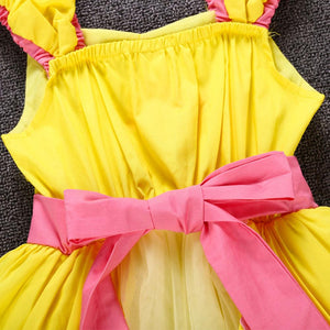Kid's Beauty and the Beast Costume Princess Belle Costumes Cotton Yellow Dress With Accessories