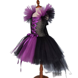 Maleficent Costume Evil Witch Cosplay Set With Wings and Horn Hat For Kids Halloween Party