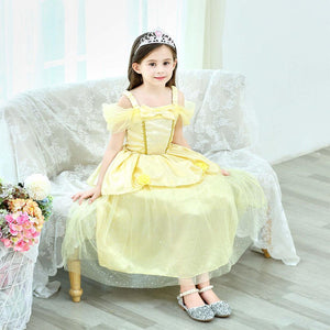 Beauty and the Beast Costume Princess Belle Costumes Yellow Dress With Accessories For Girls