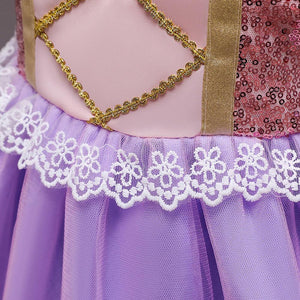Girls Frozen Costume Princess Anna Cosplay Dress Birthday or Party With Accessories