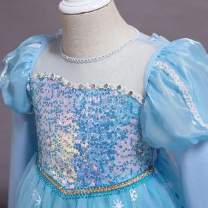 Costume Princess Elsa Cosplay Dress with Robe For Girls Birthday Party Dress With Accessories