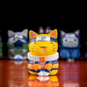 8Pcs 7cm Cat Cosplay Naruto Figure Naruto Itachi Sasuke Sakura Kakashi Cute Chibi Toys
