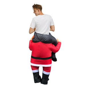 Inflatable Santa Claus Rider Cosplay Costume Blow Up Suit Halloween Christmas Party For Adults