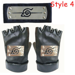5 Styles Naruto Hatake Kakashi Cosplay Leaf Village Headband and Gloves 