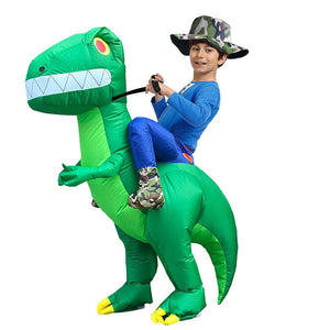 Inflatable Dinosaur Costume T-Rex Dino Rider Outfit Halloween Cosplay Blow Up Costume For Kids and Adults