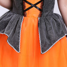 Load image into Gallery viewer, Girls Witch Costume Dress Halloween Witch Cosplay Pumpkin Dress with Witch Hat