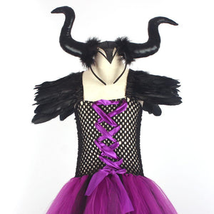 Maleficent Costume Evil Witch Cosplay Set With Wings and Horn Hat For Kids Halloween Party