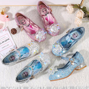 Kids Disney Frozen Costume Princess Elsa Anna Cosplay Crystal Low Heel Shoes