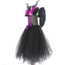 Load image into Gallery viewer, For Kids Maleficent Costume Evil Witch Cosplay Set With Wings and Horn Hat For Halloween Party