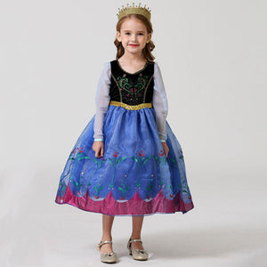 Kids Frozen Costume Princess Anna Cosplay Birthday or Party Dress With Accessories