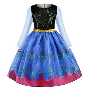 Kids Frozen Costume Princess Anna Cosplay Birthday or Party Dress With Accessories