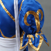 Load image into Gallery viewer, Women and Kids Street Fighter Costume Chun Li Cosplay Blue Fighting Suite Set