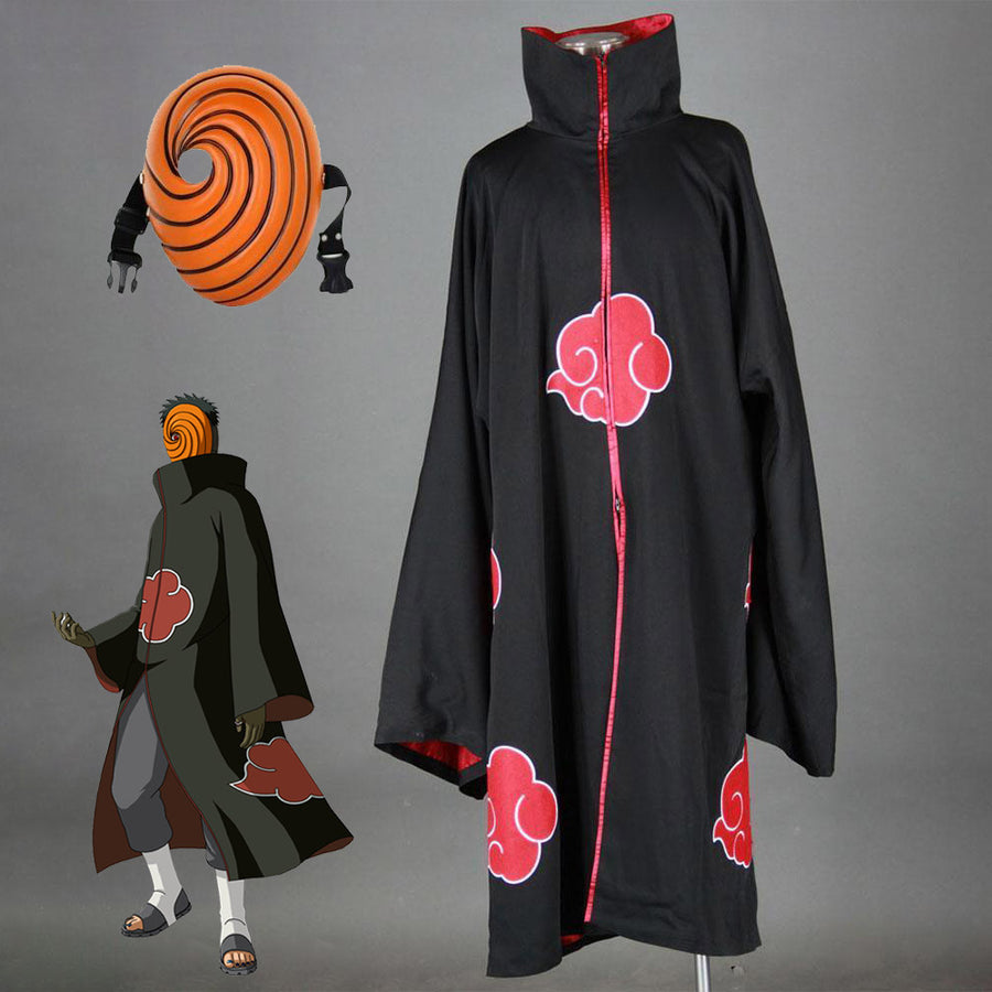 Men and Kids Naruto Akatsuki Uchiha Obito Robe Cloak Cosplay With Mask