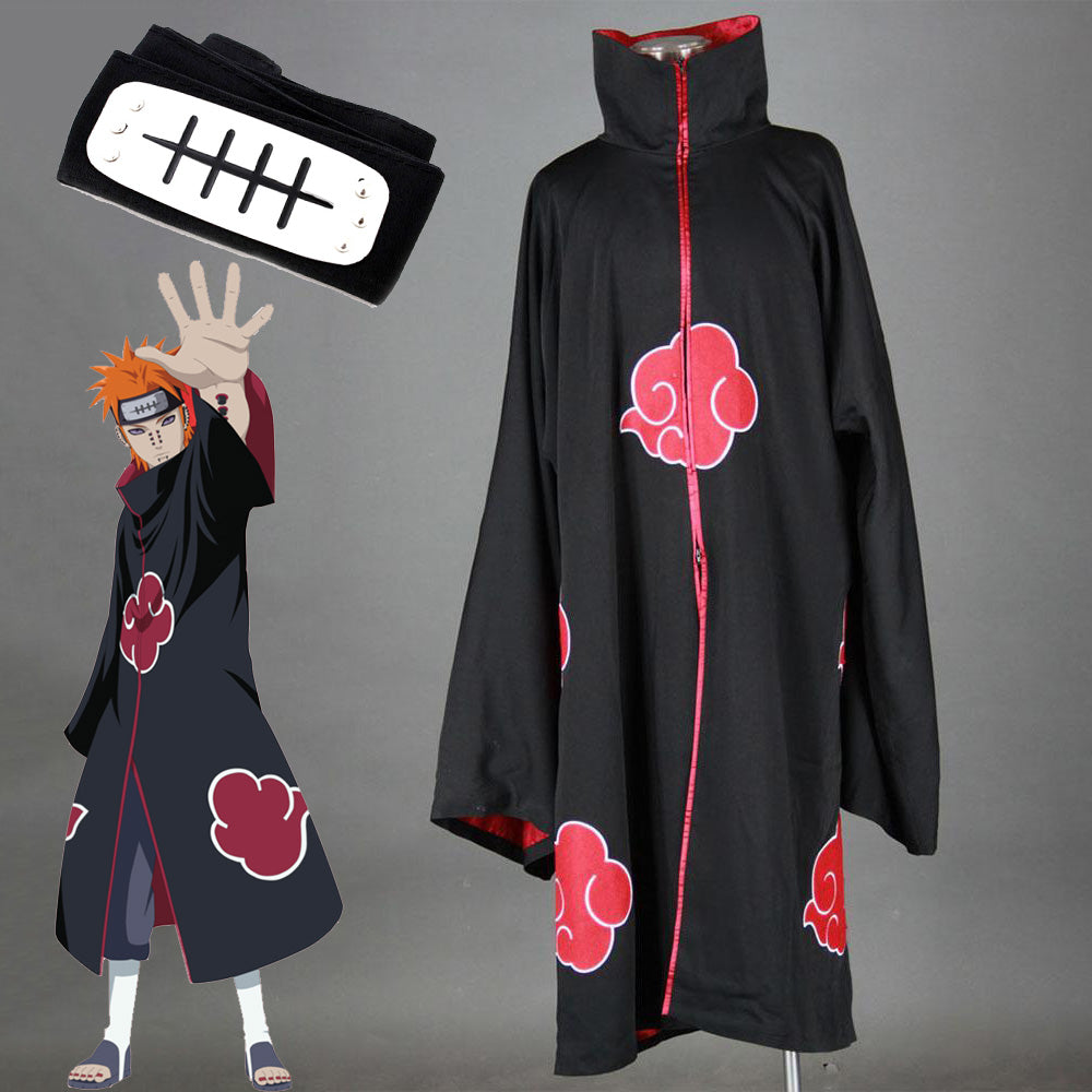 Men and Kids Naruto Akatsuki Pain Cosplay Robe Cloak with Headband